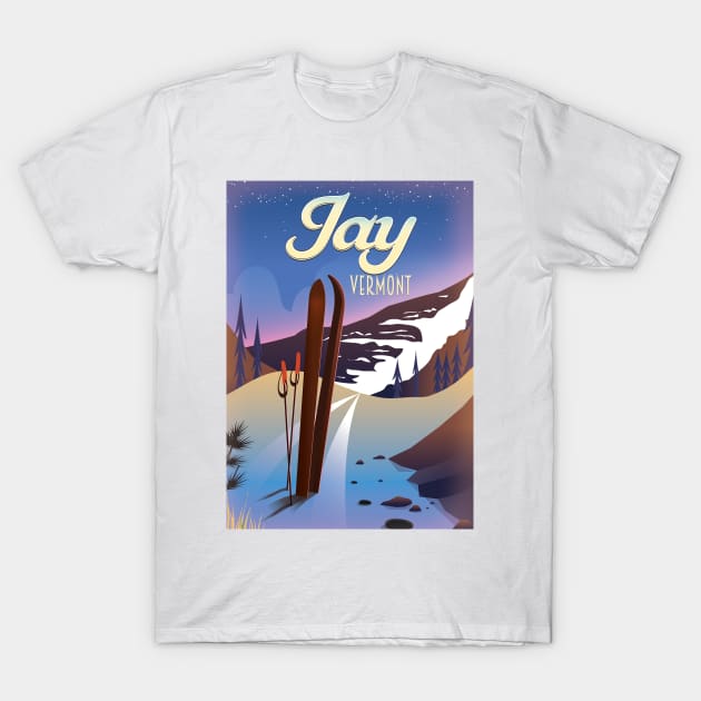 Jay Vermont USA ski poster T-Shirt by nickemporium1